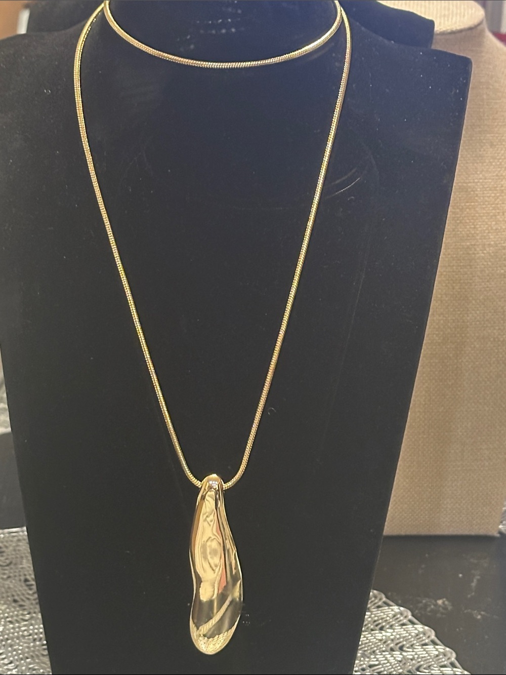 Gold-Tone Sculptural Pendant Necklace - Women Jewelry